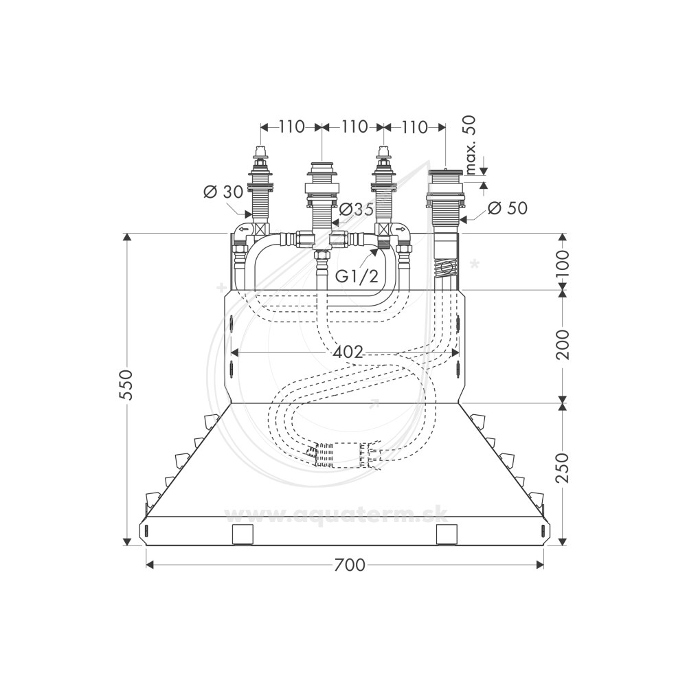 Základné teleso pre 4-otvorovú vaňovú batériu